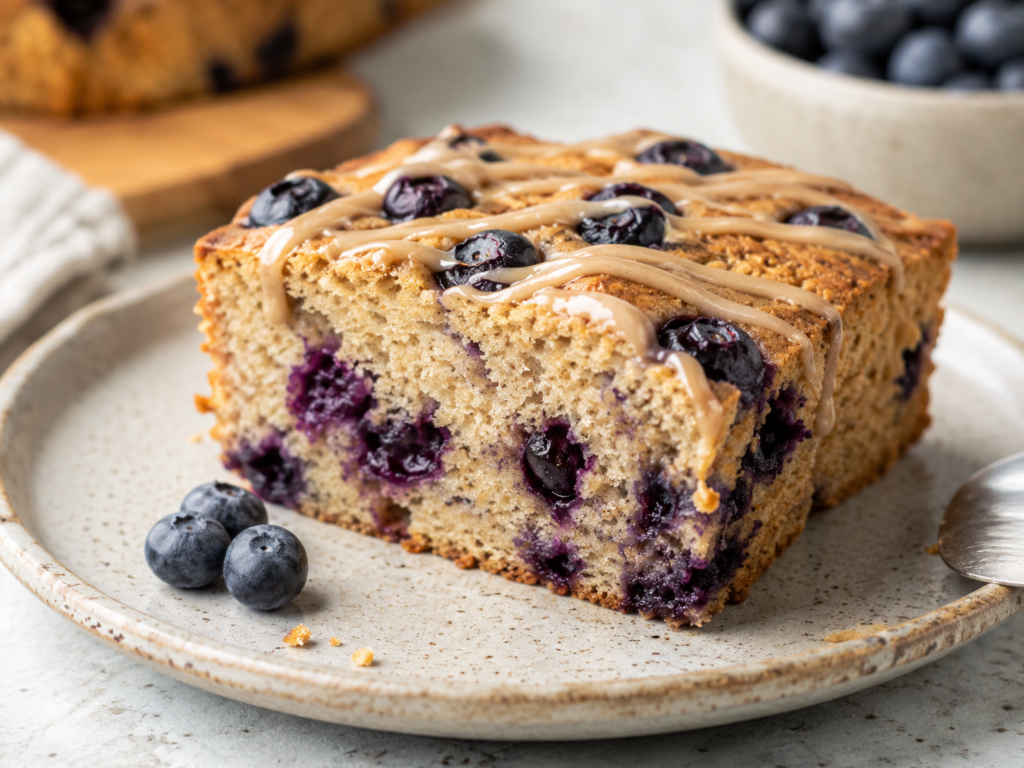 Zuckerfreier Kichererbsen-Heidelbeer Kuchen