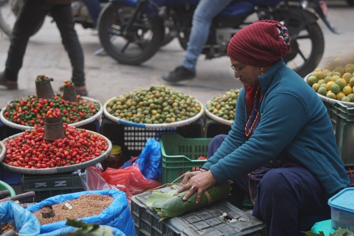 Ein Markstand in Nepal